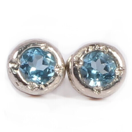 Silver Cyclone Swiss Blue Topaz Stud Earrings