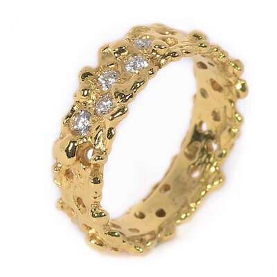 18ct Gold Narrow Filigree Diamond Ring