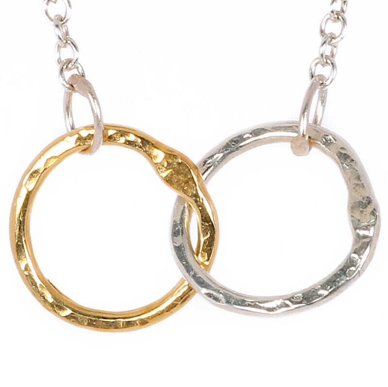 Silver &amp; 14ct Gold 15mm Cyclone 2 Necklace