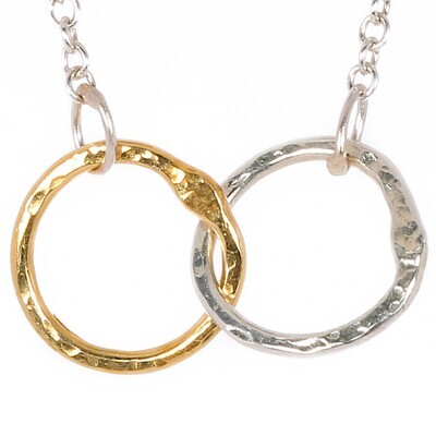 Silver &amp; 14ct Gold 15mm Cyclone 2 Necklace