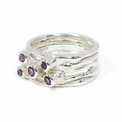 Silver 2,5mm Amethyst Cyclone 5 Ring