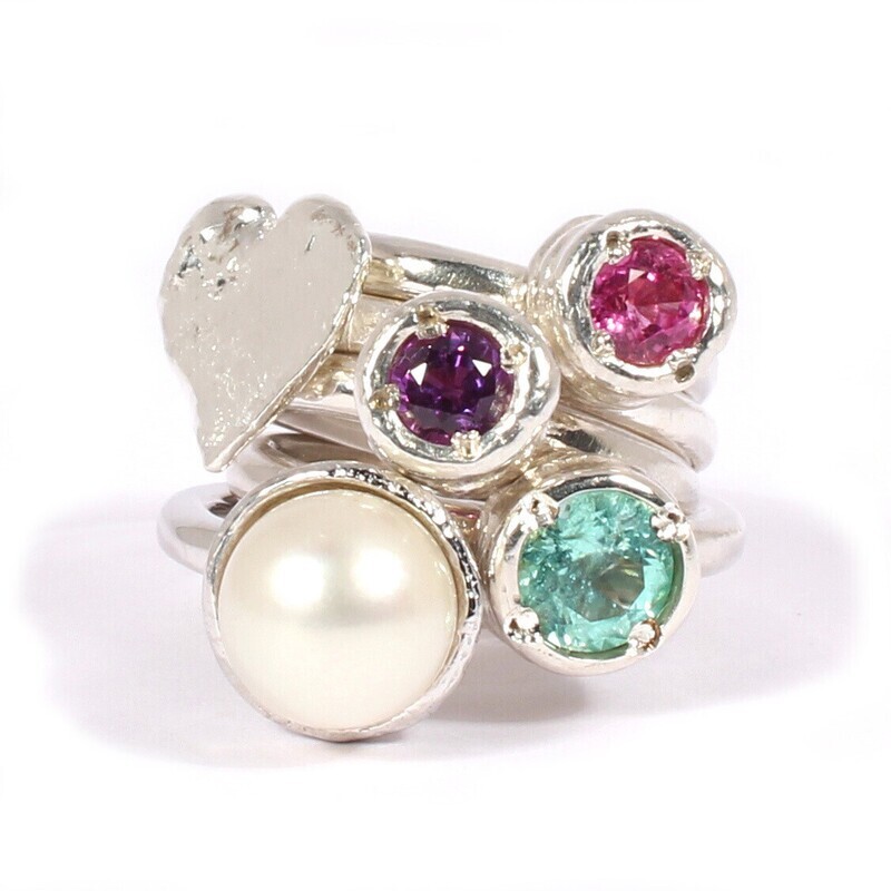 Silver Daisy Tutti Fruiti Ring