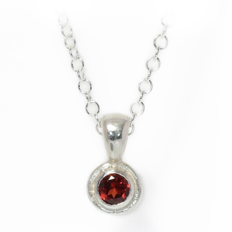 Silver Garnet Cyclone Pendant &amp; Chain