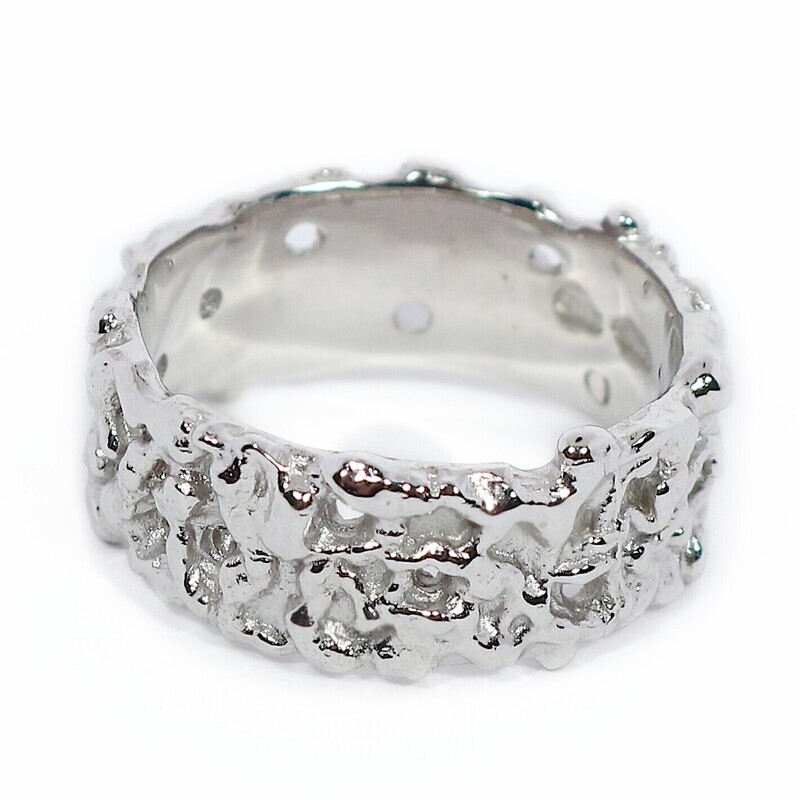 18ct White Gold Wide Filigree Ring