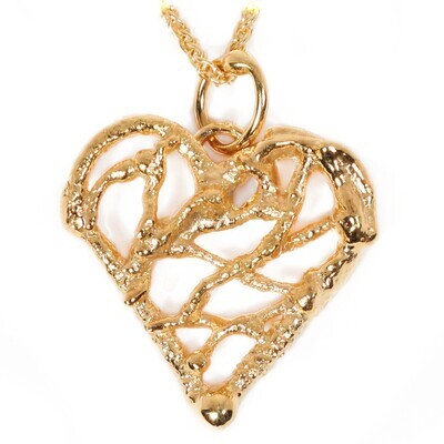 9ct Gold 20mm Birdsnest Heart Pendant