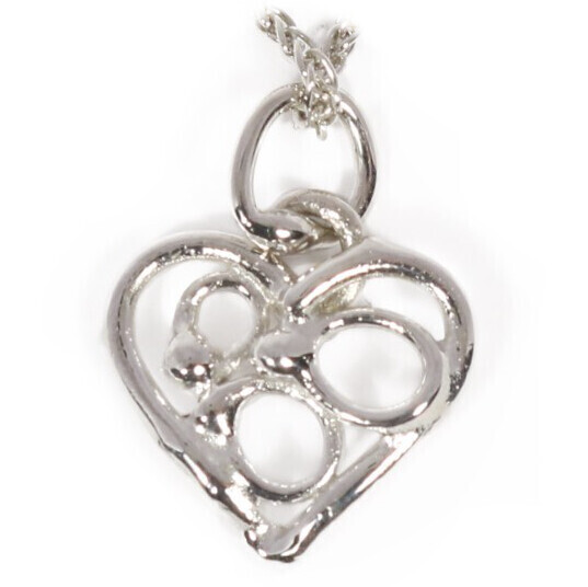 9ct White Gold Open Fused Heart Pendant (13mm wide)