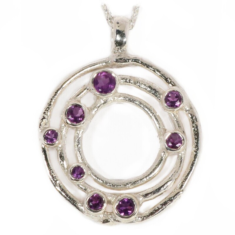 Silver Amethyst Cyclone 3 Pendant