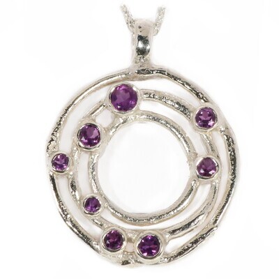 Silver Amethyst Cyclone 3 Pendant