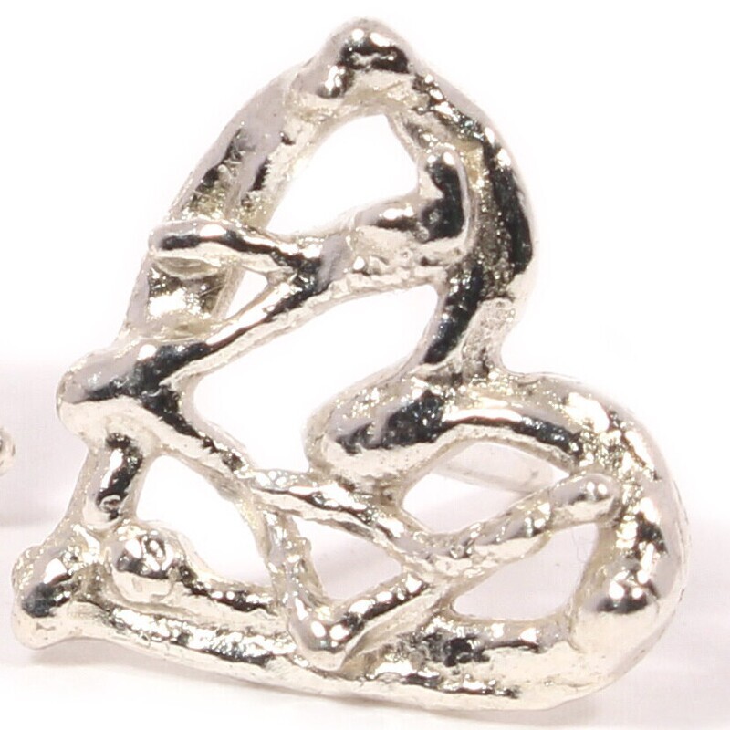 Silver Birdsnest Heart Stud Earrings (12mm wide)