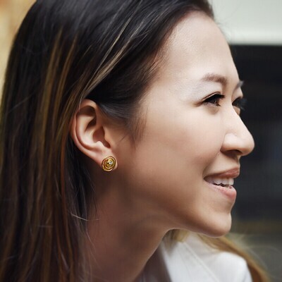 18ct Gold Claw Set Diamond Montana Swirl Stud Earrings