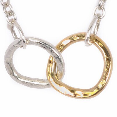 Silver &amp; 14ct Gold 10mm Cyclone 2 Necklace