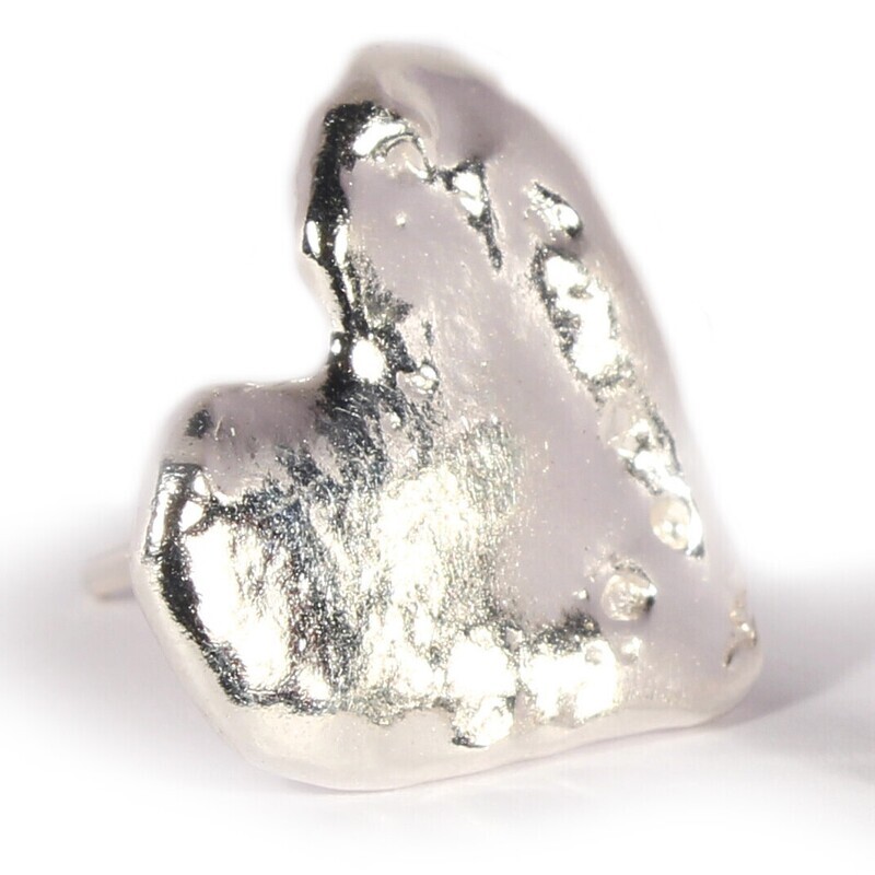 Silver Heart Stud Earrings (15mm wide)