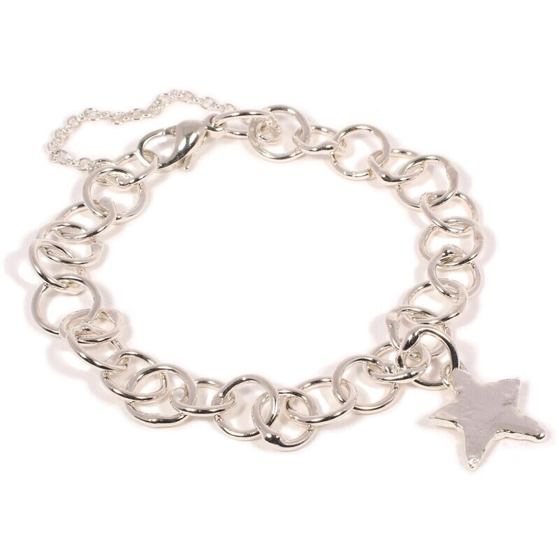 Silver Original Jane Watling Fine Fused Bracelet &amp; Star Charm (15mm wide)