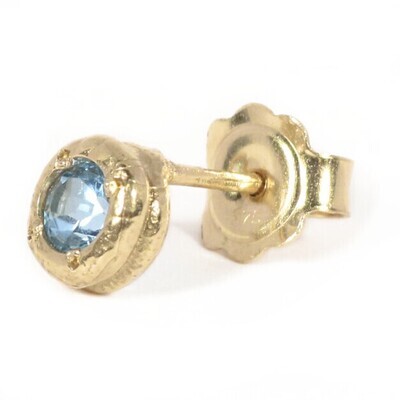 9ct Gold Swiss Blue Topaz Cyclone Stud Earrings