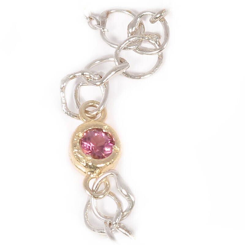 Silver &amp; 9ct Yellow Gold Pink Tourmaline Tutti Fruiti Bracelet