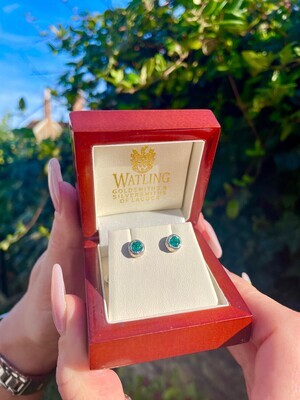 Silver Emerald Cyclone Stud Earrings