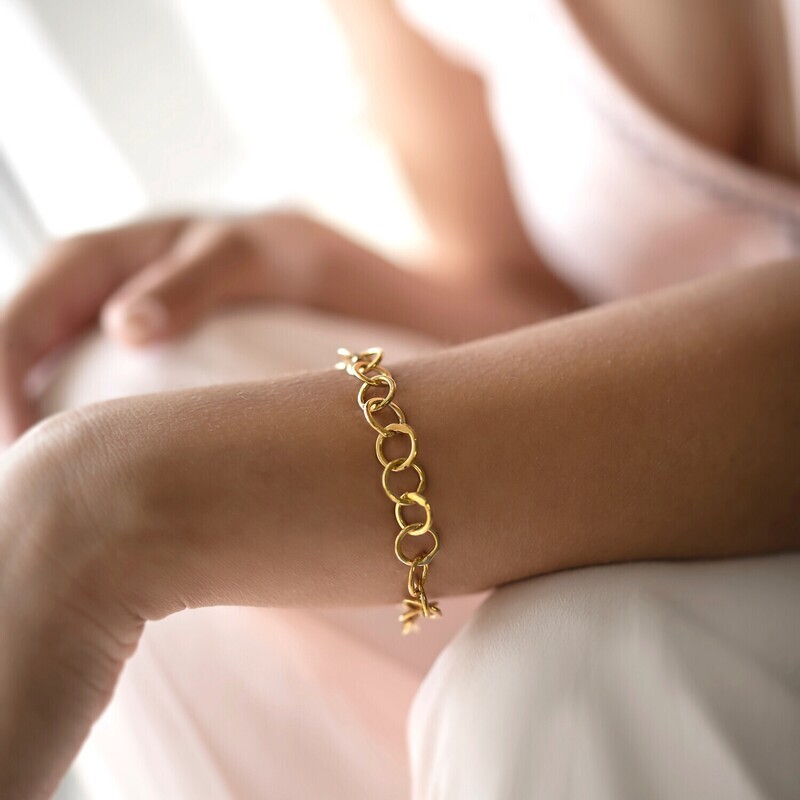 18ct Gold Original Jane Watling Fine Fused Bracelet (Hammered)