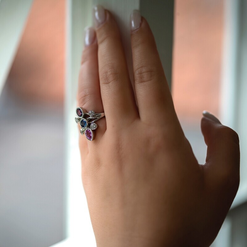 Platinum Sapphire &amp; Diamond Emilio Ring