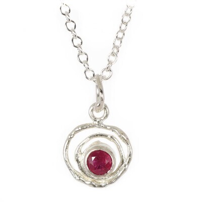 Silver Ruby Montana Swirl Pendant &amp; Chain (13mm diameter)
