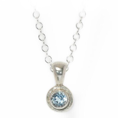 Silver Aquamarine Cyclone Pendant &amp; Chain