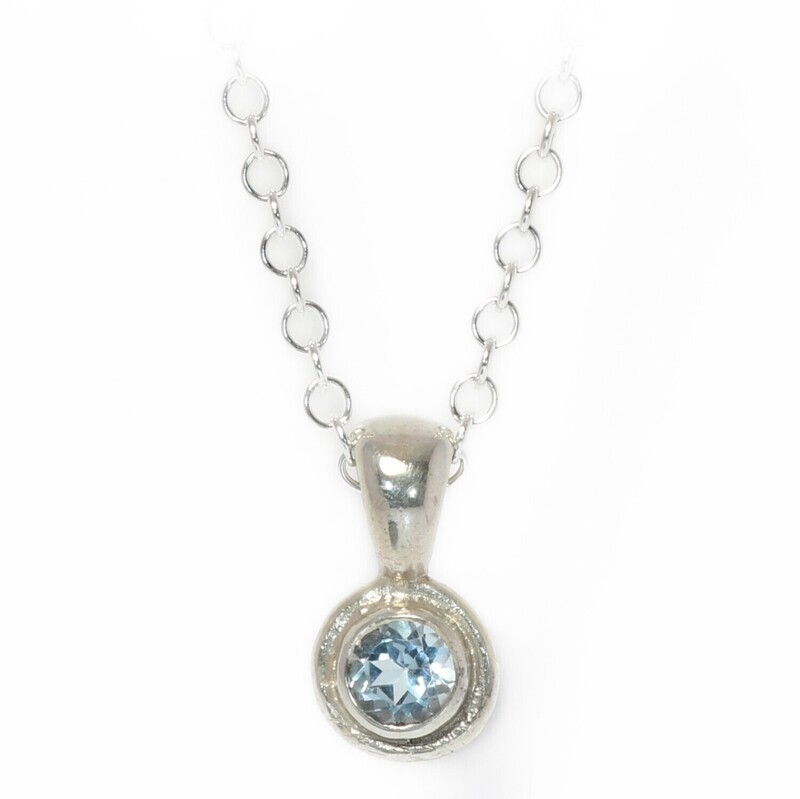 Silver Sky Blue Topaz Cyclone Pendant &amp; Chain