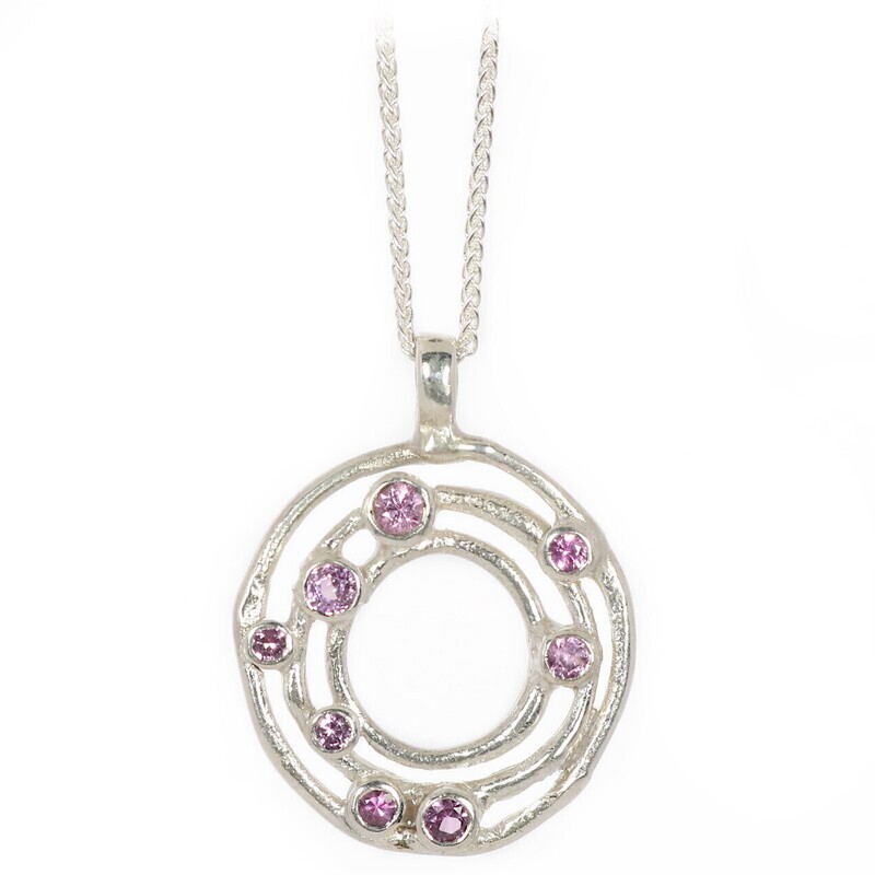 Silver Pink Sapphire Cyclone 3 Pendant