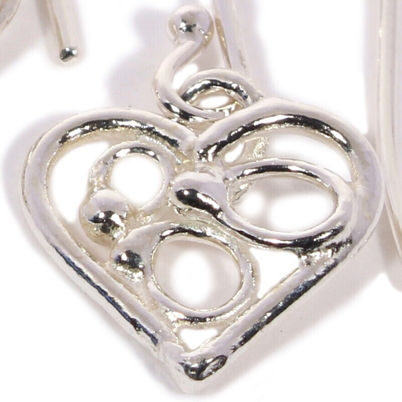 Silver Open Fused Heart Drop Earrings (13mm wide)