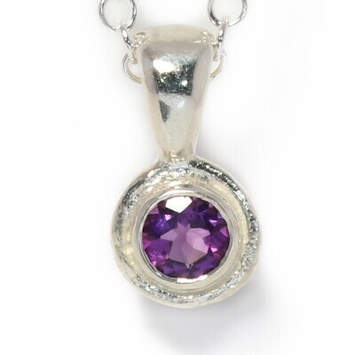 Silver Amethyst Cyclone Pendant &amp; Chain