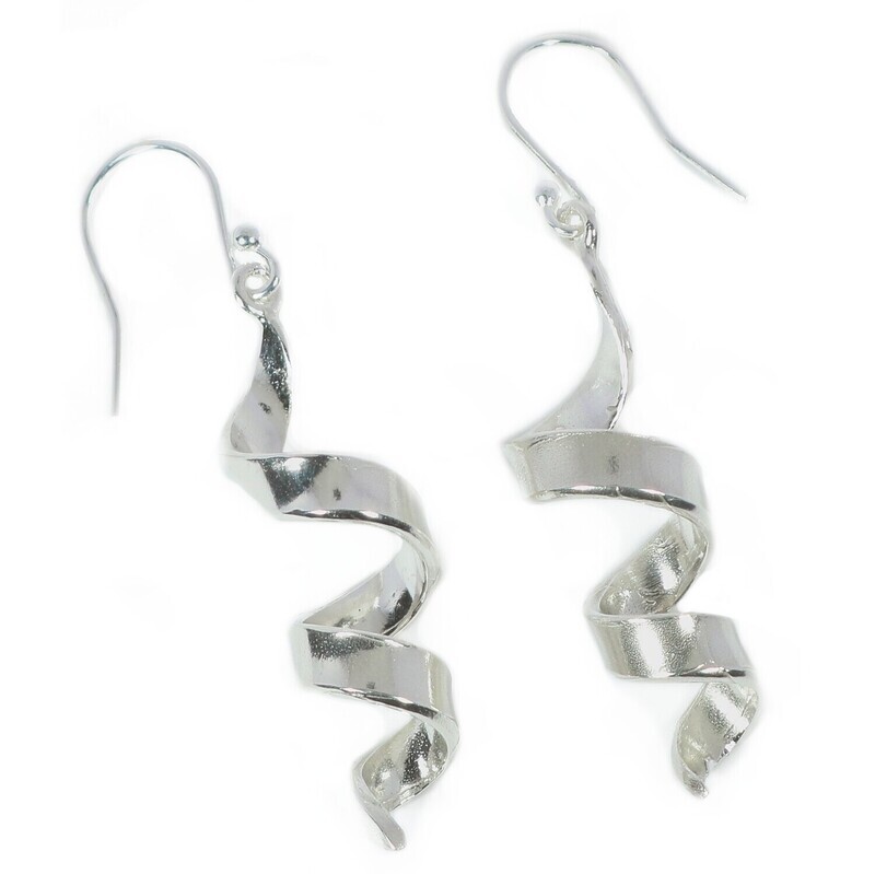 Silver Swirl Drop Earrings