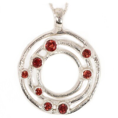 Silver Garnet Cyclone 3 Pendant