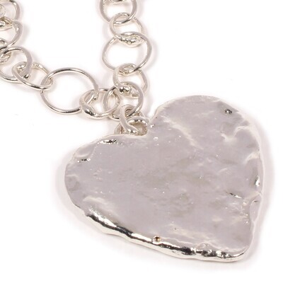Silver 30mm Heart Pendant &amp; Varied Link Original Jane Watling Fused Chain 18"