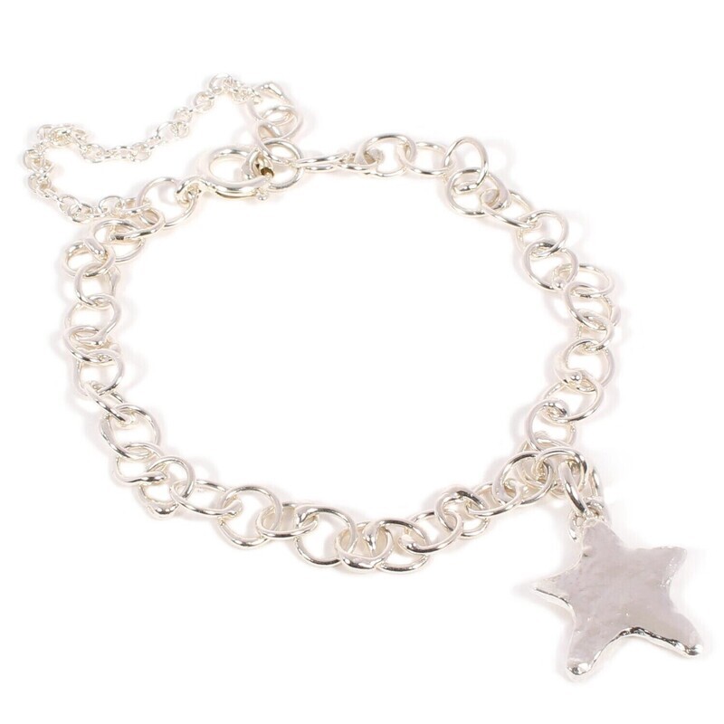 Silver Original Jane Watling Extra Fine Fused Bracelet &amp; Star Charm (15mm wide)