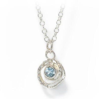 Silver Sky Blue Topaz Montana Swirl Pendant &amp; Chain