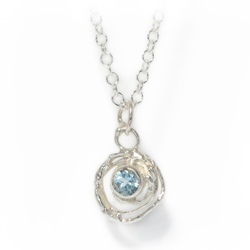 Silver Sky Blue Topaz Montana Swirl Pendant &amp; Chain