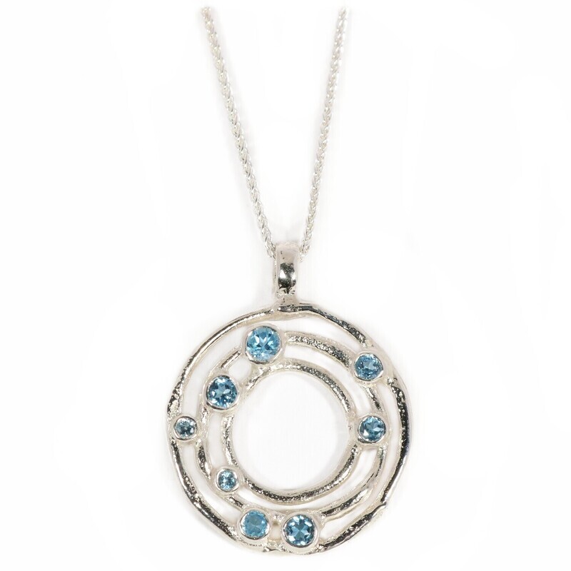 Silver Swiss Blue Topaz Cyclone 3 Pendant