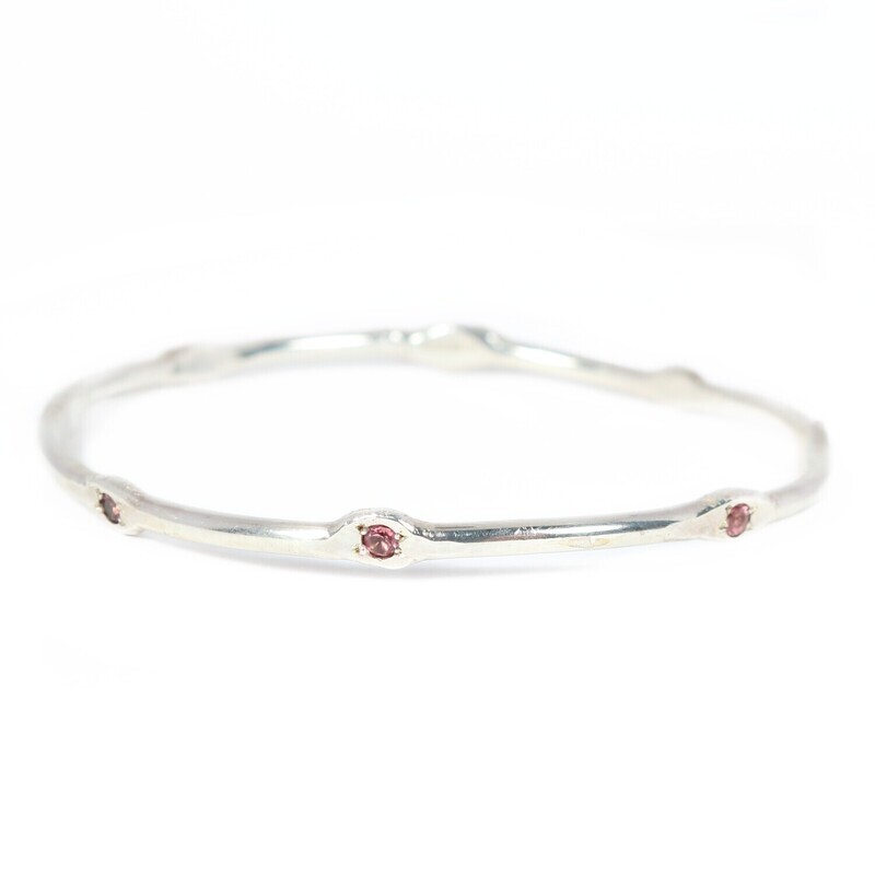 Silver Pink Tourmaline Cyclone Bangle