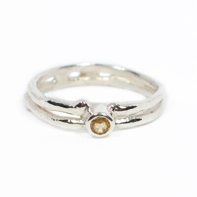 Silver Yellow Sapphire Cyclone 2 Ring