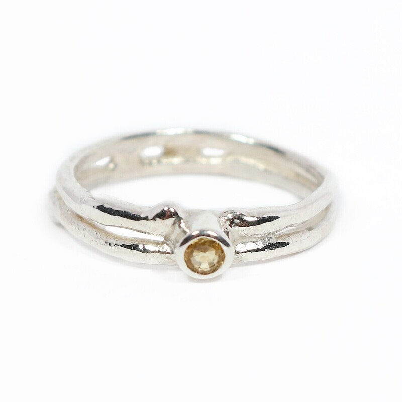 Silver Yellow Sapphire Cyclone 2 Ring