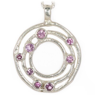 Silver Pink Sapphire Cyclone 3 Pendant