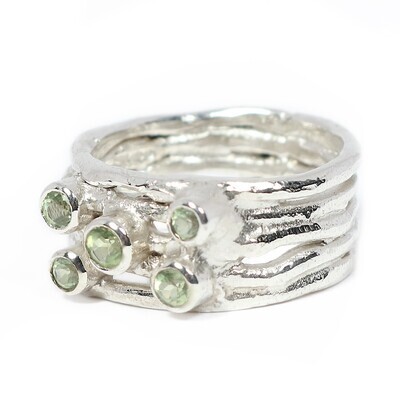 Silver Peridot Cyclone 5 Ring