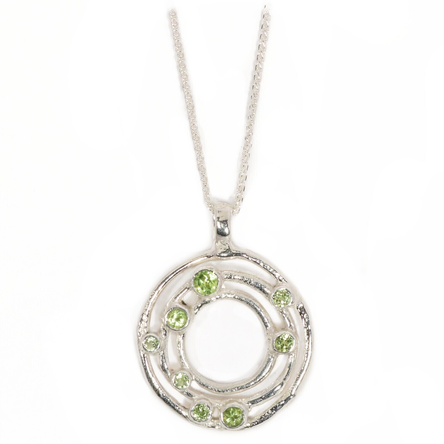 Silver Peridot Cyclone 3 Pendant