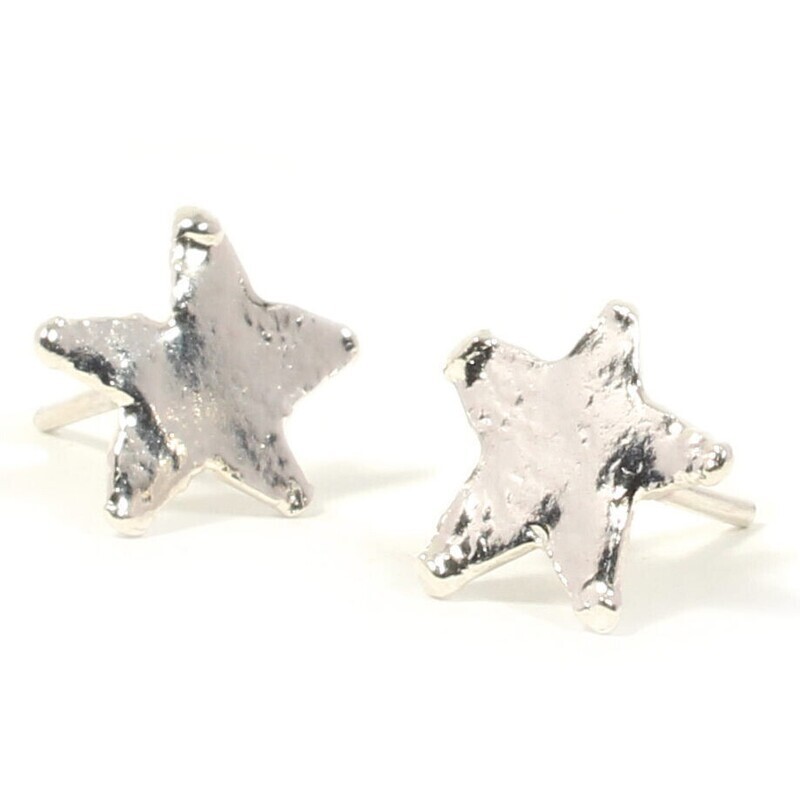 Silver Star Stud Earrings (12mm wide)