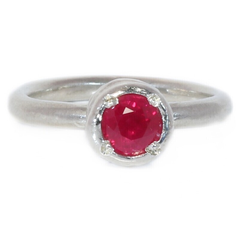Silver 6mm Pink Tourmaline Tutti Fruiti Ring