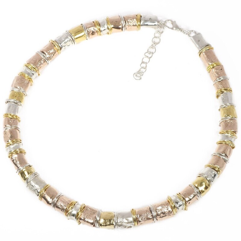 Tri Colour Silver Gold  Scrunchie &amp; Wires Collarette