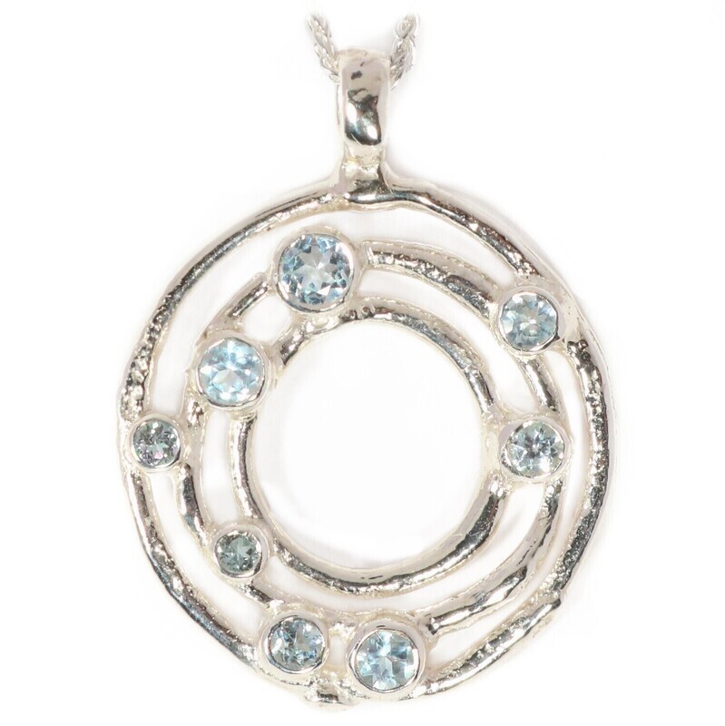 Silver Sky Blue Topaz Cyclone 3 Pendant