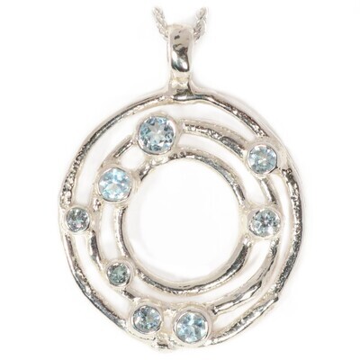 Silver Sky Blue Topaz Cyclone 3 Pendant