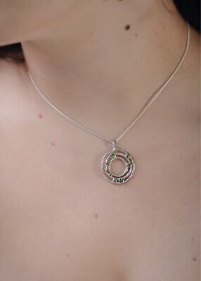 Silver Peridot Cyclone 3 Pendant