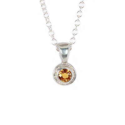 Silver Orange Sapphire Cyclone Pendant &amp; Chain