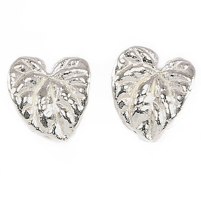 Silver Violet Leaf Stud Earrings