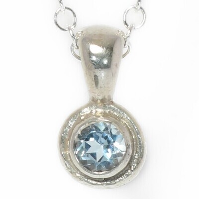 Silver Aquamarine Cyclone Pendant &amp; Chain